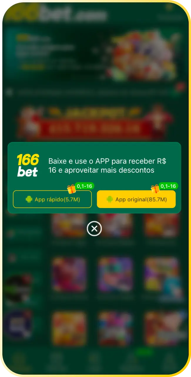 Prossiga com a instalação aceitando o arquivo do 166Bet App no Android sem complicações.