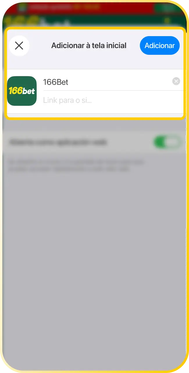 Toque para obter o 166Bet App no iOS e crie sua conta para apostar.